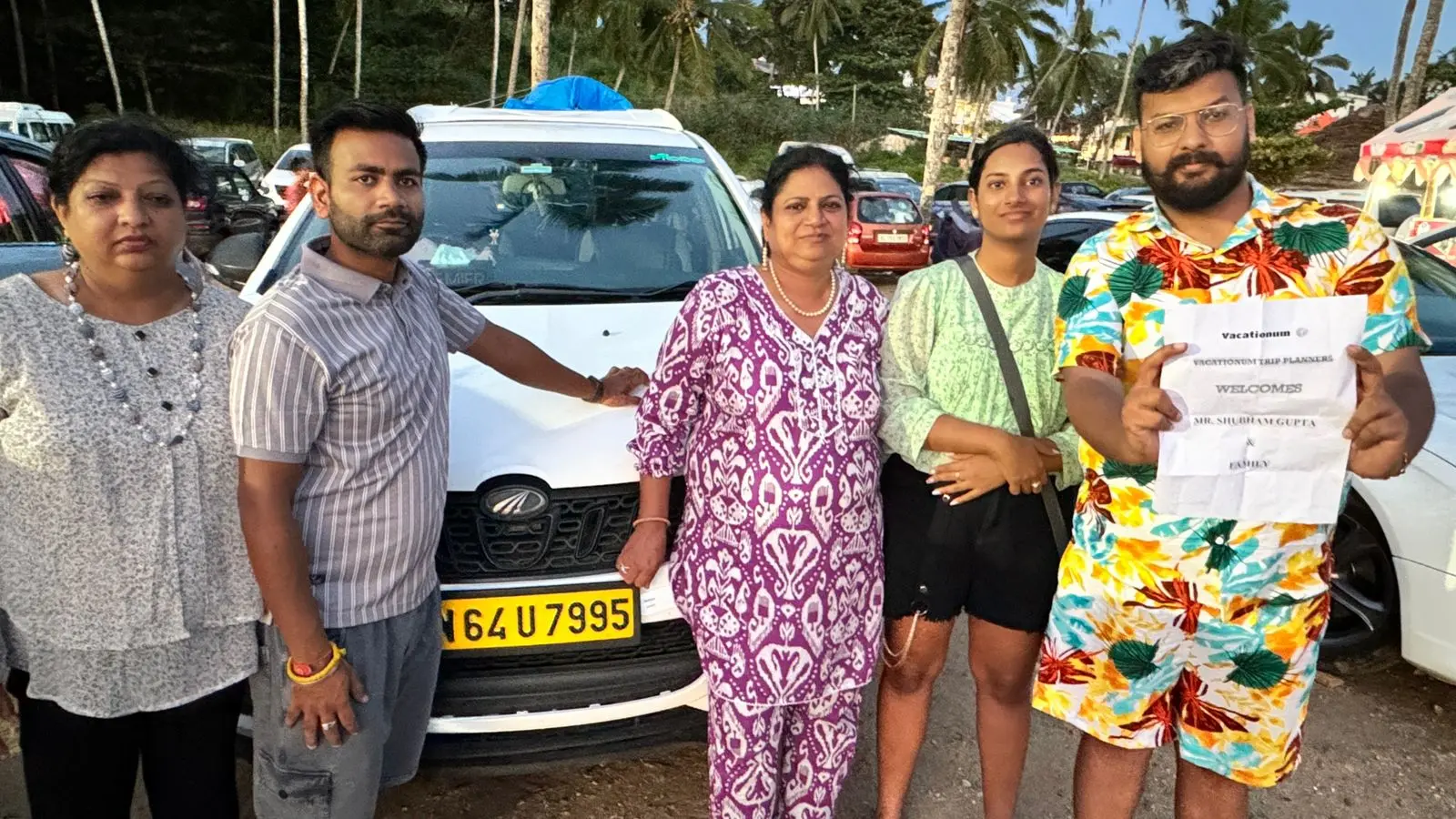 Family arrival welcome at Goa airport by Vacationum Trip Planners.